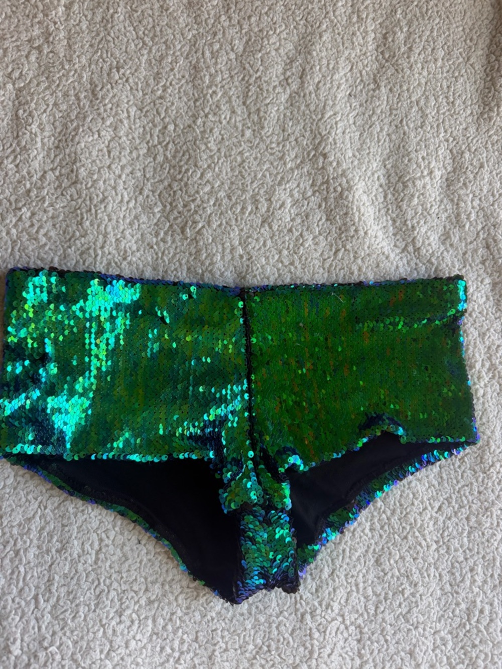 Stretch Sequin Mermaid Shorts in Green